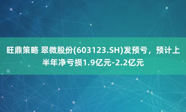 旺鼎策略 翠微股份(603123.SH)发预亏，预计上半年净亏损1.9亿元-2.2亿元